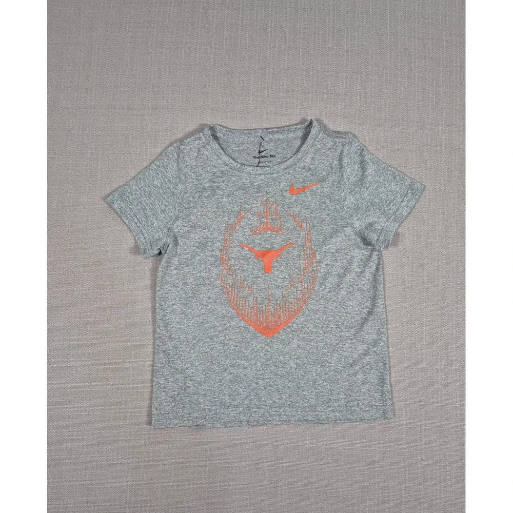 Nike Texas Longhorns Dri-FIT Kids Heather Gray Orange Graphic T-Shirt Size 5